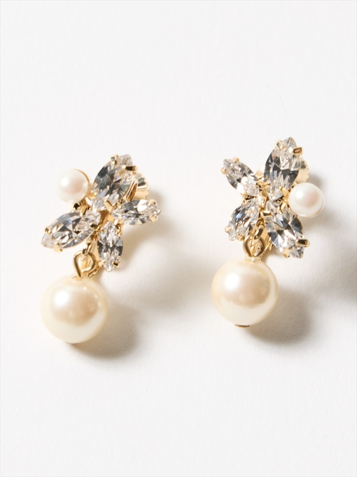 チェコガラスモチーフイヤリング|ゴールド