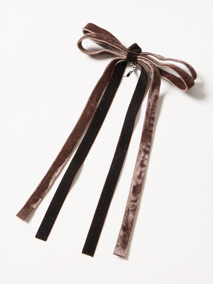 ベルベットリボンヘアカフ|ブラウン