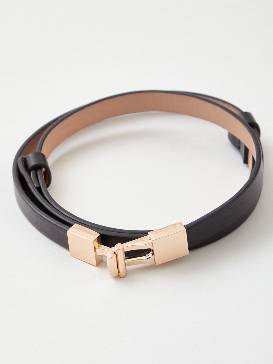 スクエアバックルスライド式ベルト|ブラック