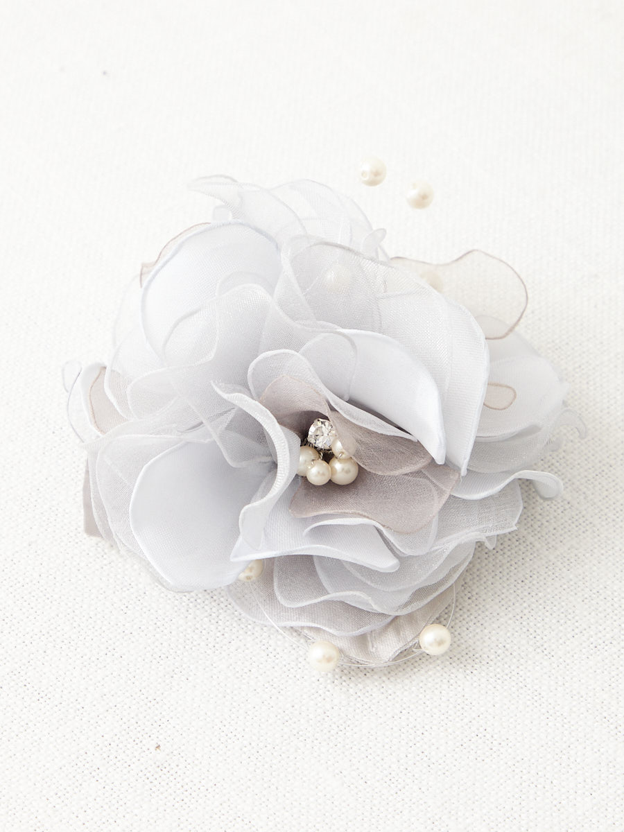 3輪コサージュ|シルバー