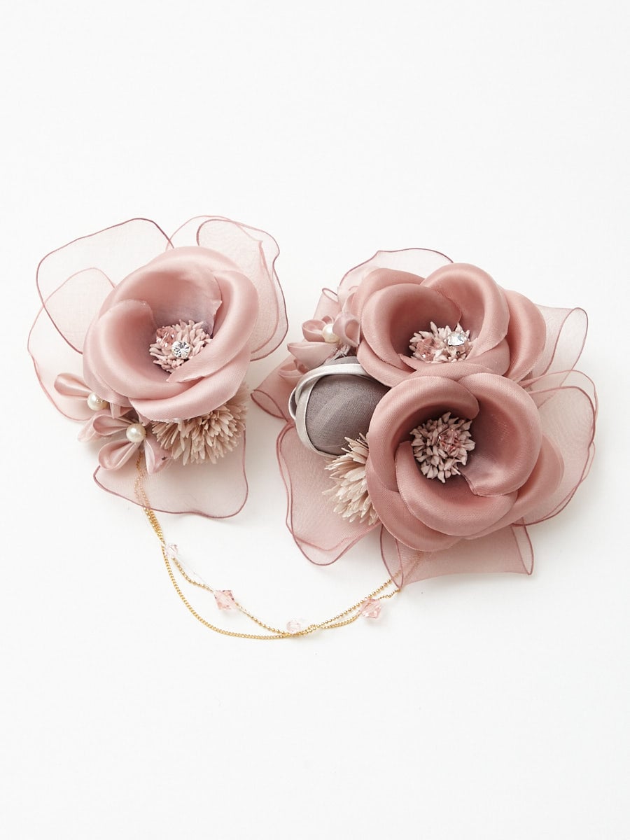 大小お揃いグラデーションコサージュ|ピンク