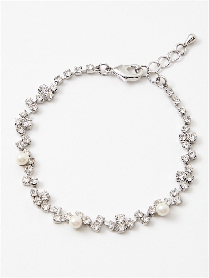 パール付き連爪ブレスレット|シルバー