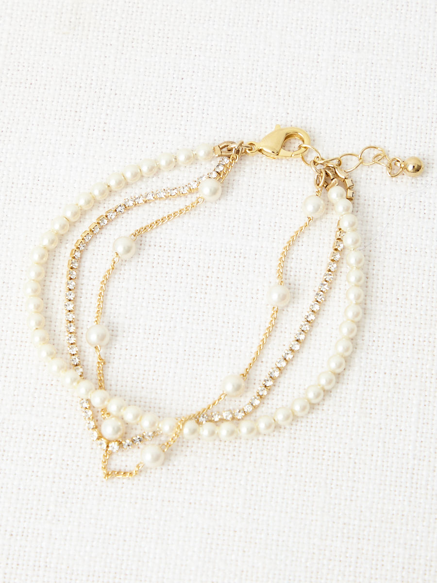 3連パーツブレスレット|ゴールド