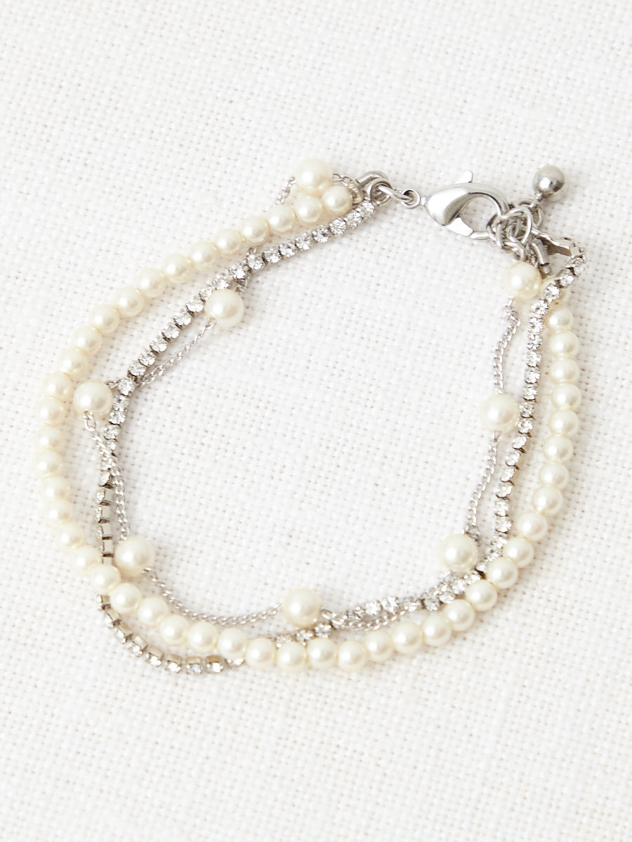 3連パーツブレスレット|シルバー