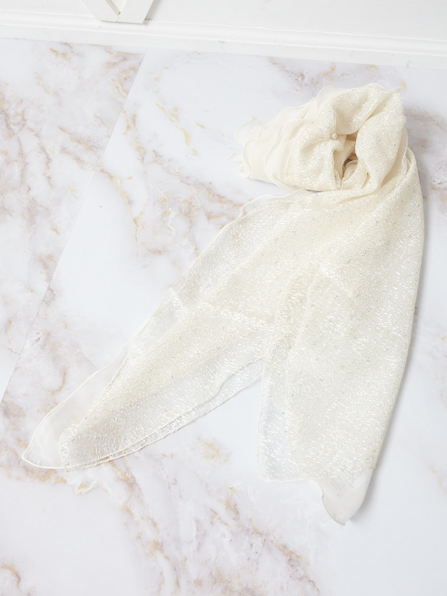 ラメレース×オーガンジーストール|アイボリー