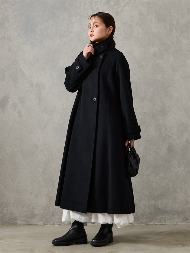 RESCWOOL®ビーバー3WAYカラーバックタックAラインコート|ブラック