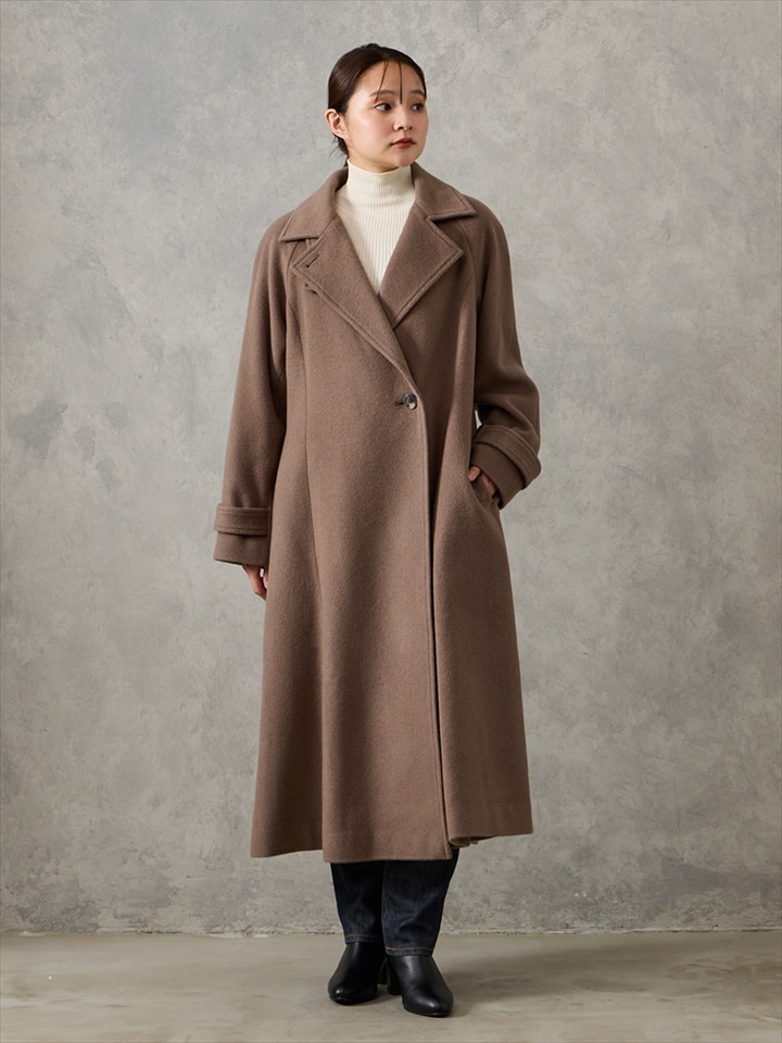 RESCWOOL®ビーバー3WAYカラーバックタックAラインコート|ブラウン