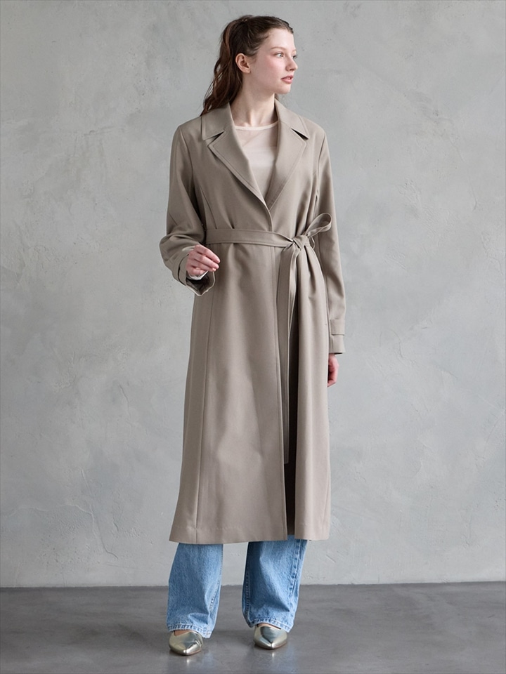 アンブレラヨークバックタックラップロングコート|モカ