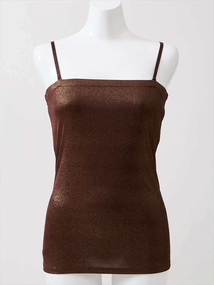 ラメカット素材キャミソール	|ブラウン