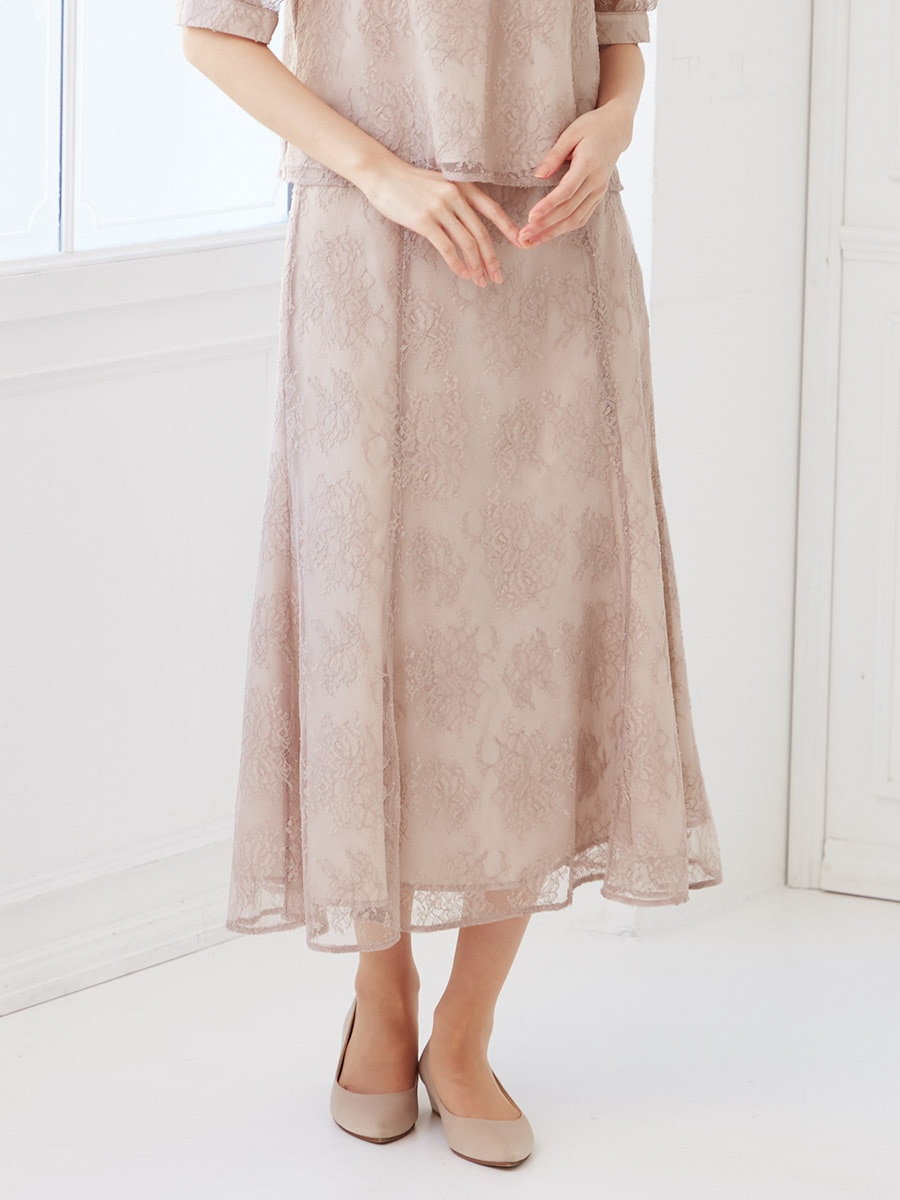 シアーレースマーメイドスカート|ベージュ