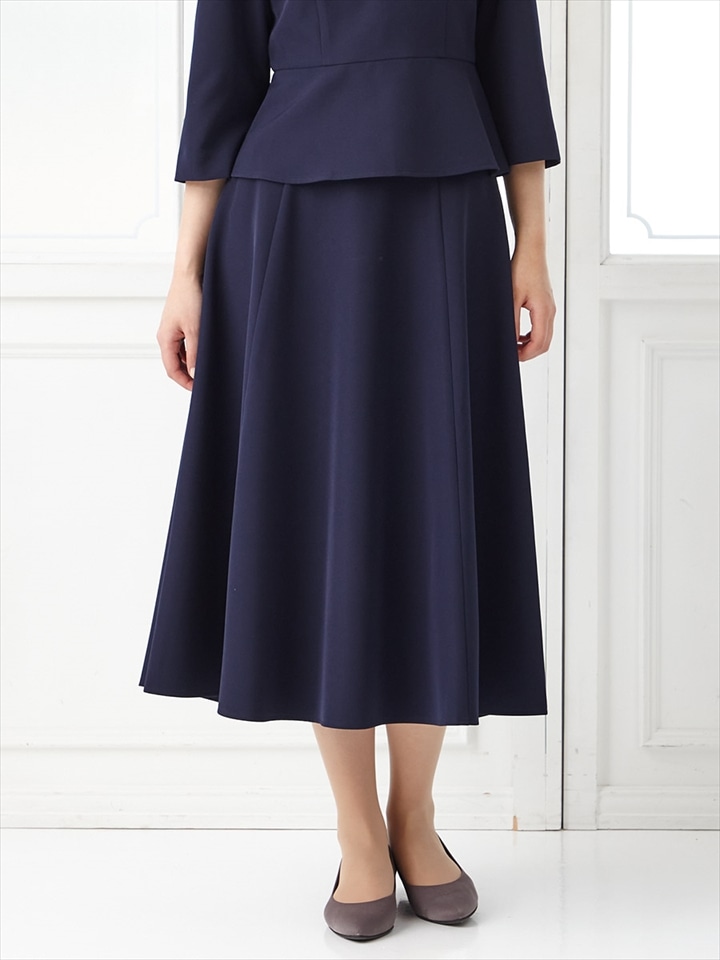 ダブルクロスフレアスカート|ネイビー