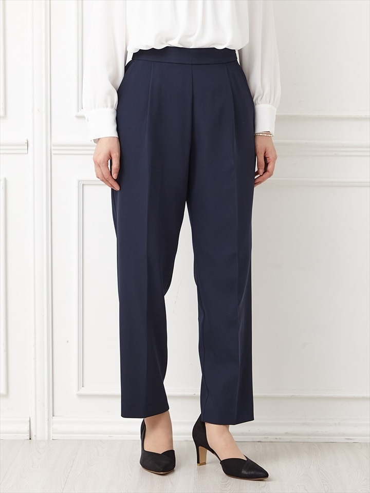 【セットアップ対応】パウダーストレッチサテンテーパードパンツ|ネイビー