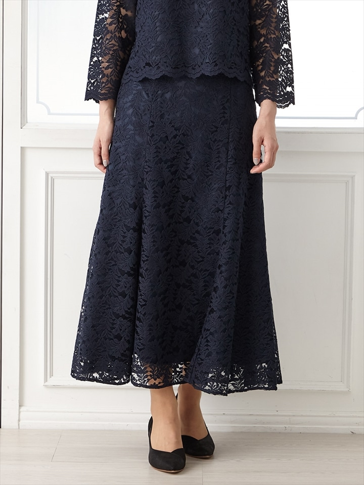 マーメイドラインレーススカート|ネイビー