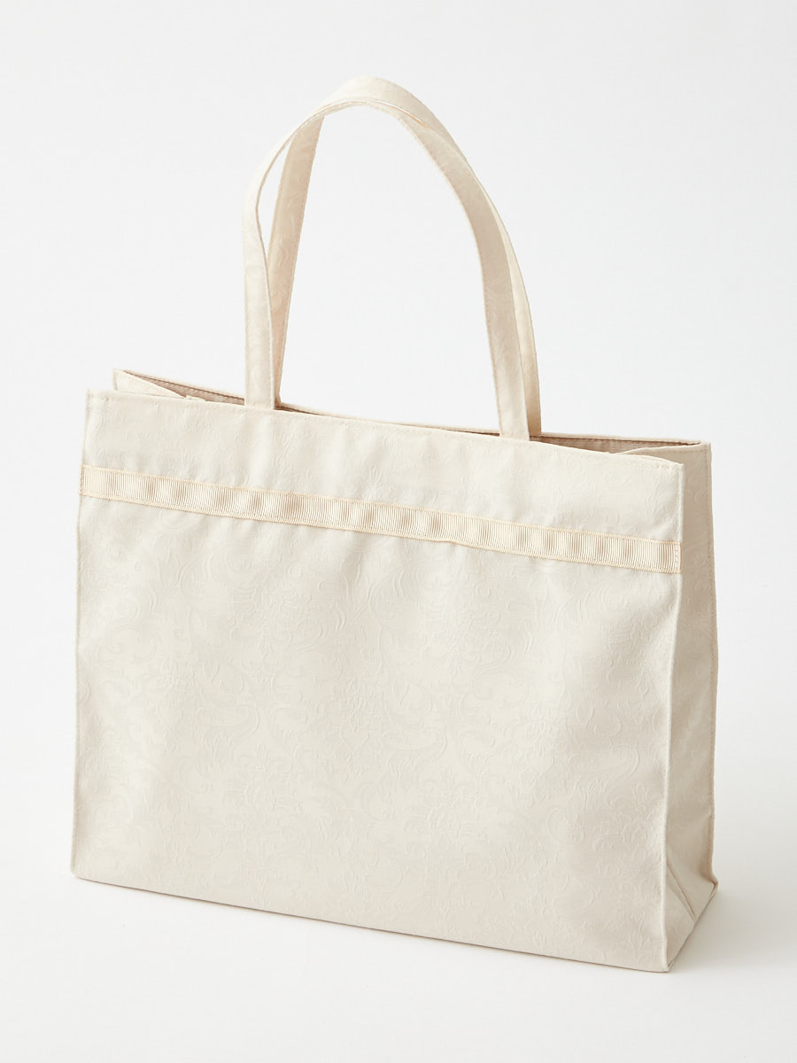 オーナメント柄ジャカード手提げバッグ|ベージュ