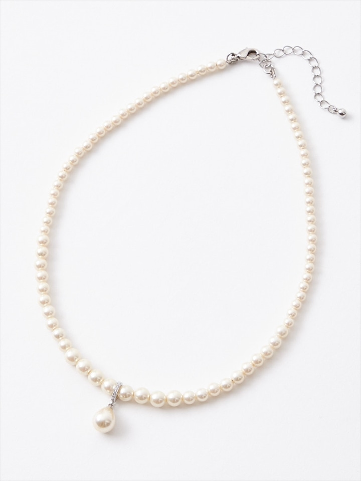 キュービックジルコニア×パールネックレス|シルバー