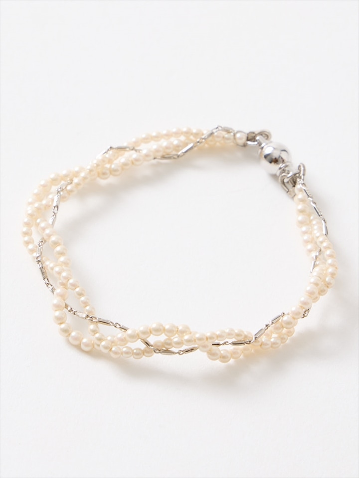 ツイストパールブレスレット|シルバー