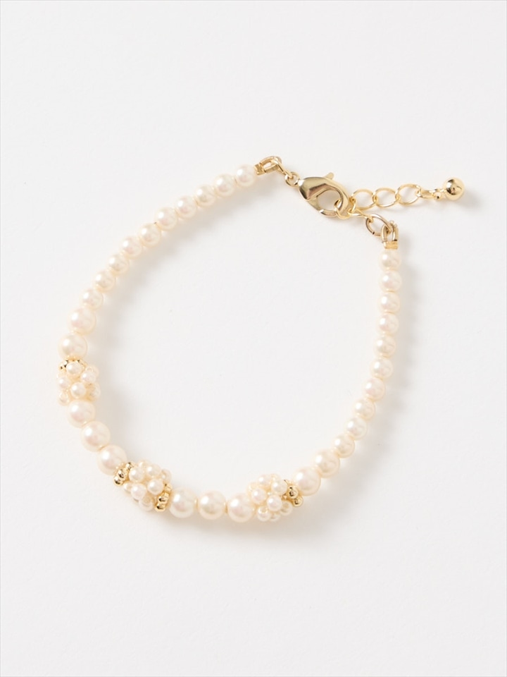小粒パールボールブレスレット|ゴールド