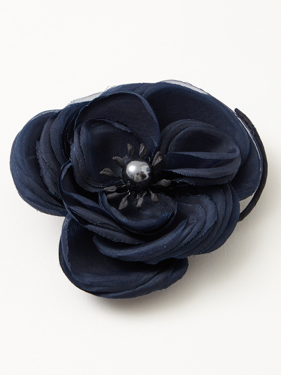 パール付き一輪コサージュ|ネイビー