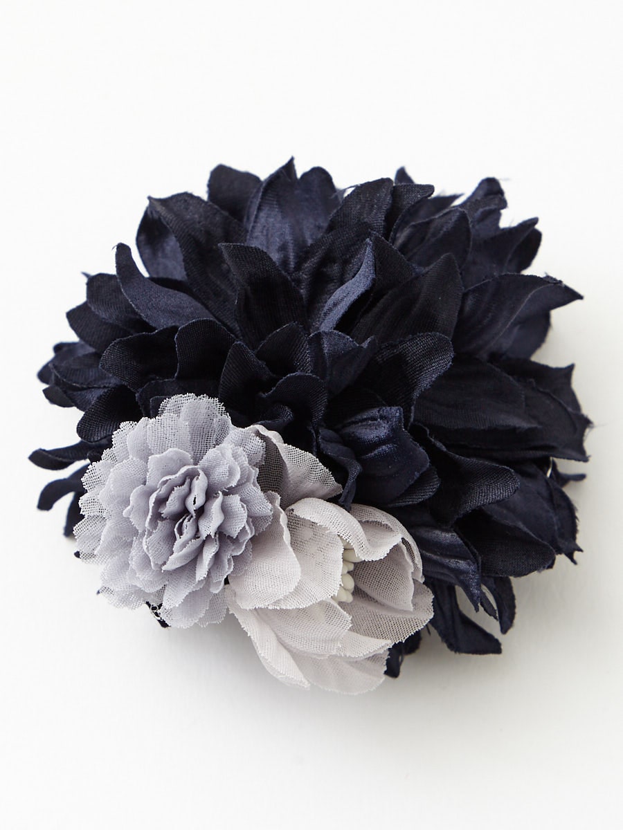ダリア3輪コサージュ|ダークネイビー