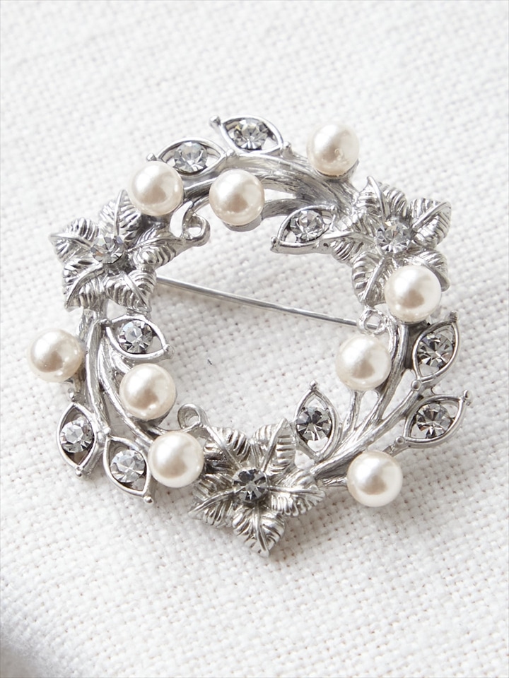 パールリースブローチ|シルバー