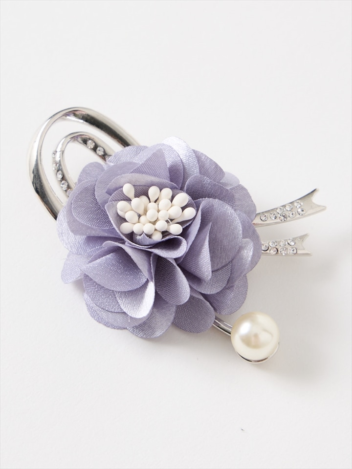 3Dミニフラワーブローチ|ブルーグレー