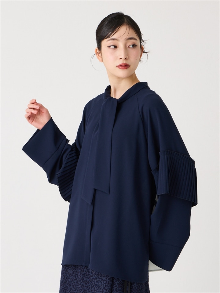 花天井 ボウタイブラウス|ネイビー