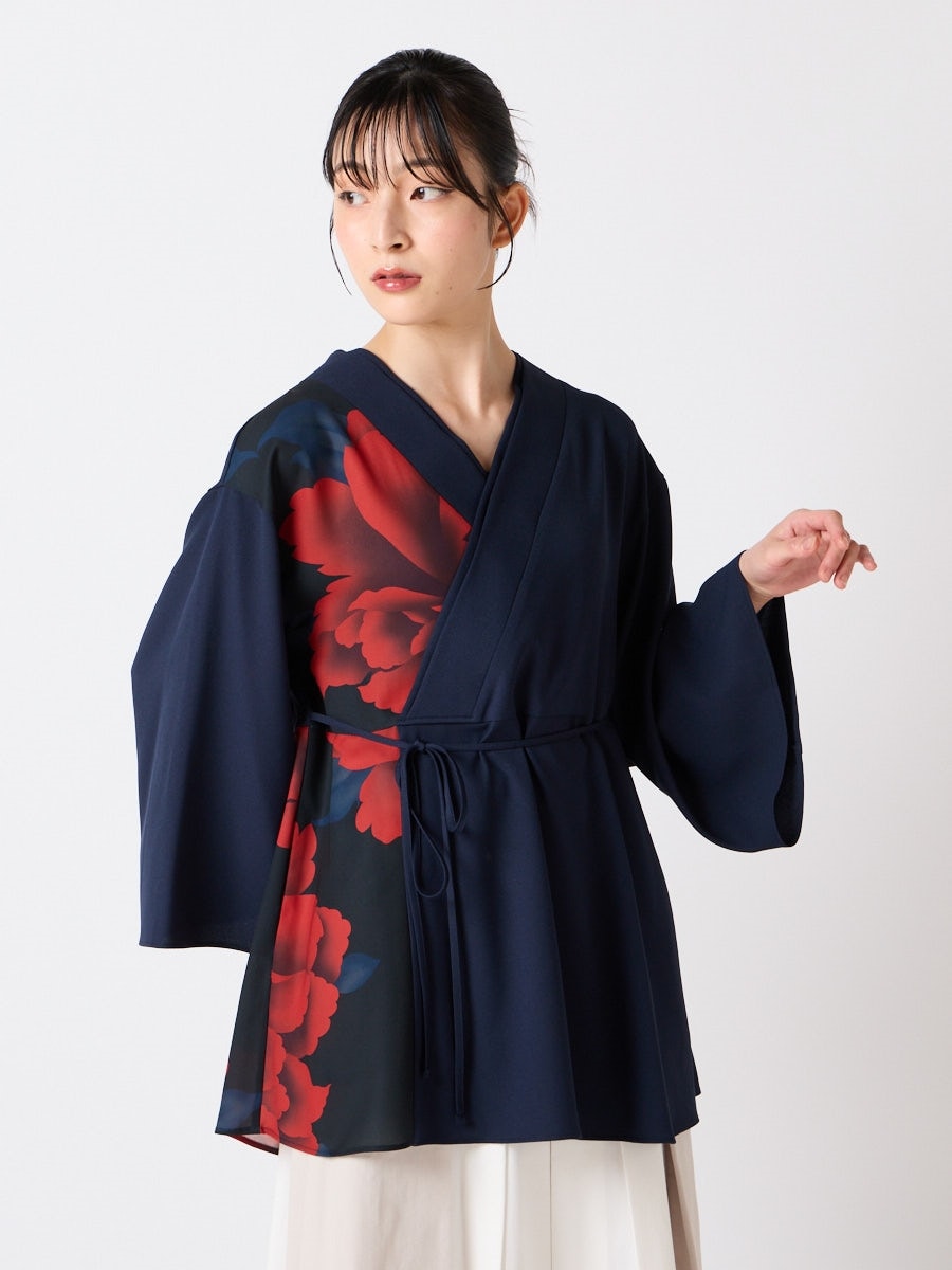 キャロル・妖　カシュクール切り替えチュニック|ネイビー