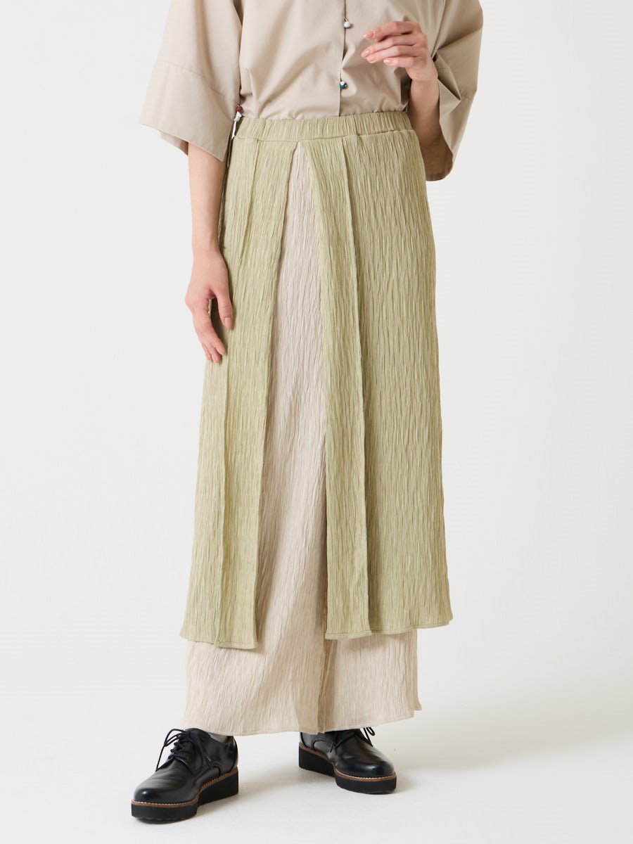 レイヤード風楊柳パンツ|ピスタチオ