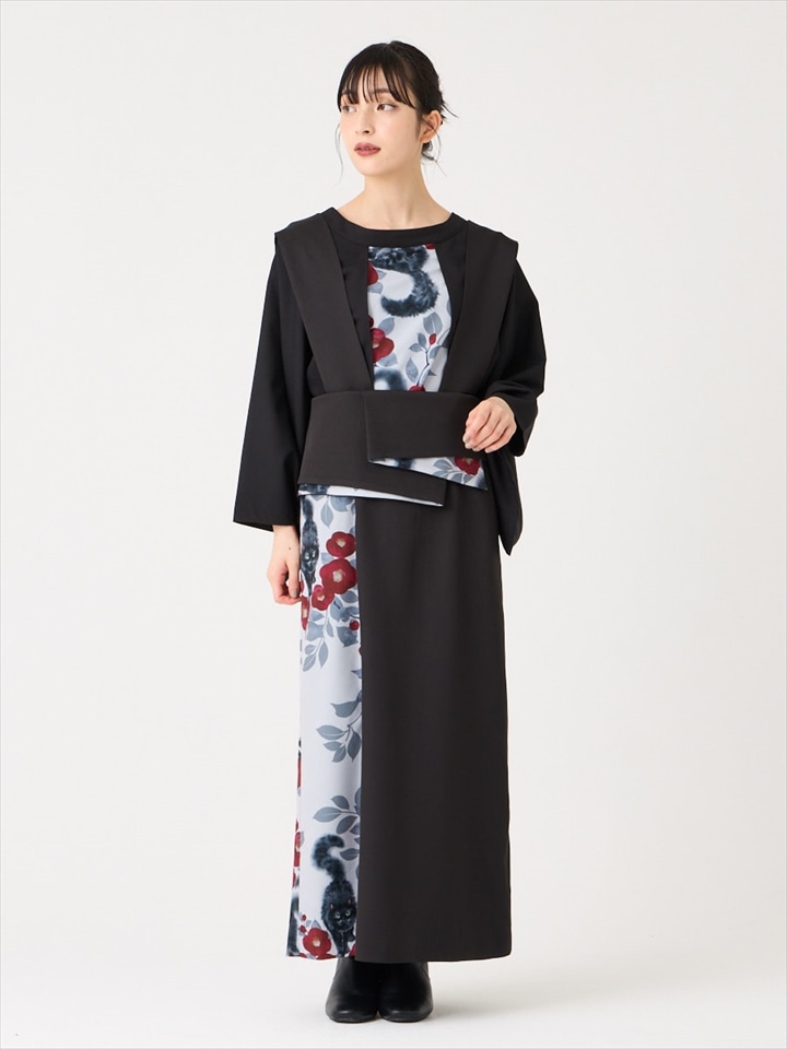 【残りわずか】水墨猫 アシメトリージャンスカ|ブラック