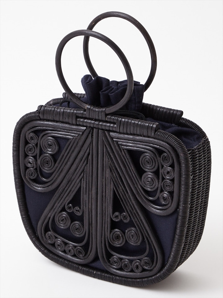 【残りわずか】蝶々ラタンバッグpart2|ブラック