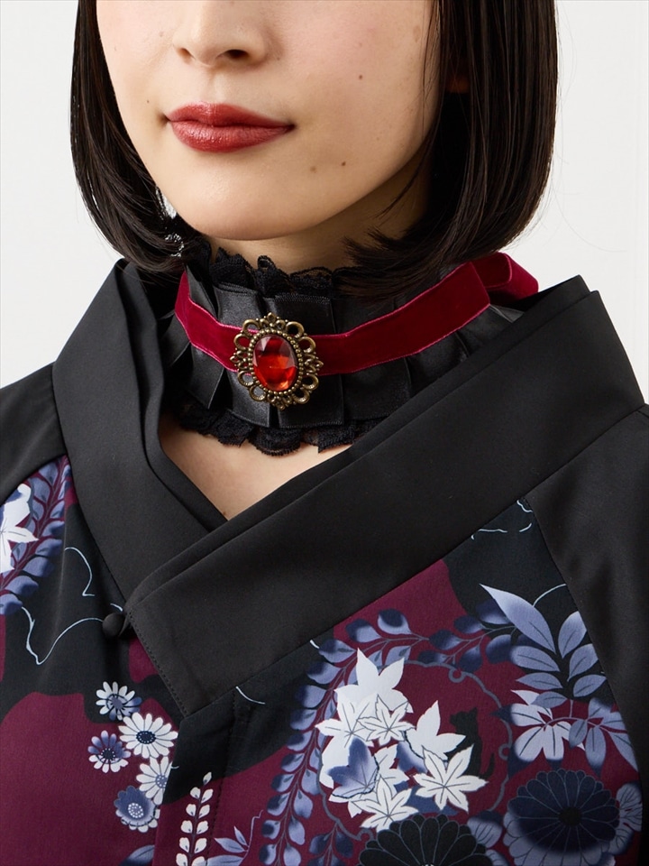 【残りわずか】レースプリーツチョーカー|ブラック