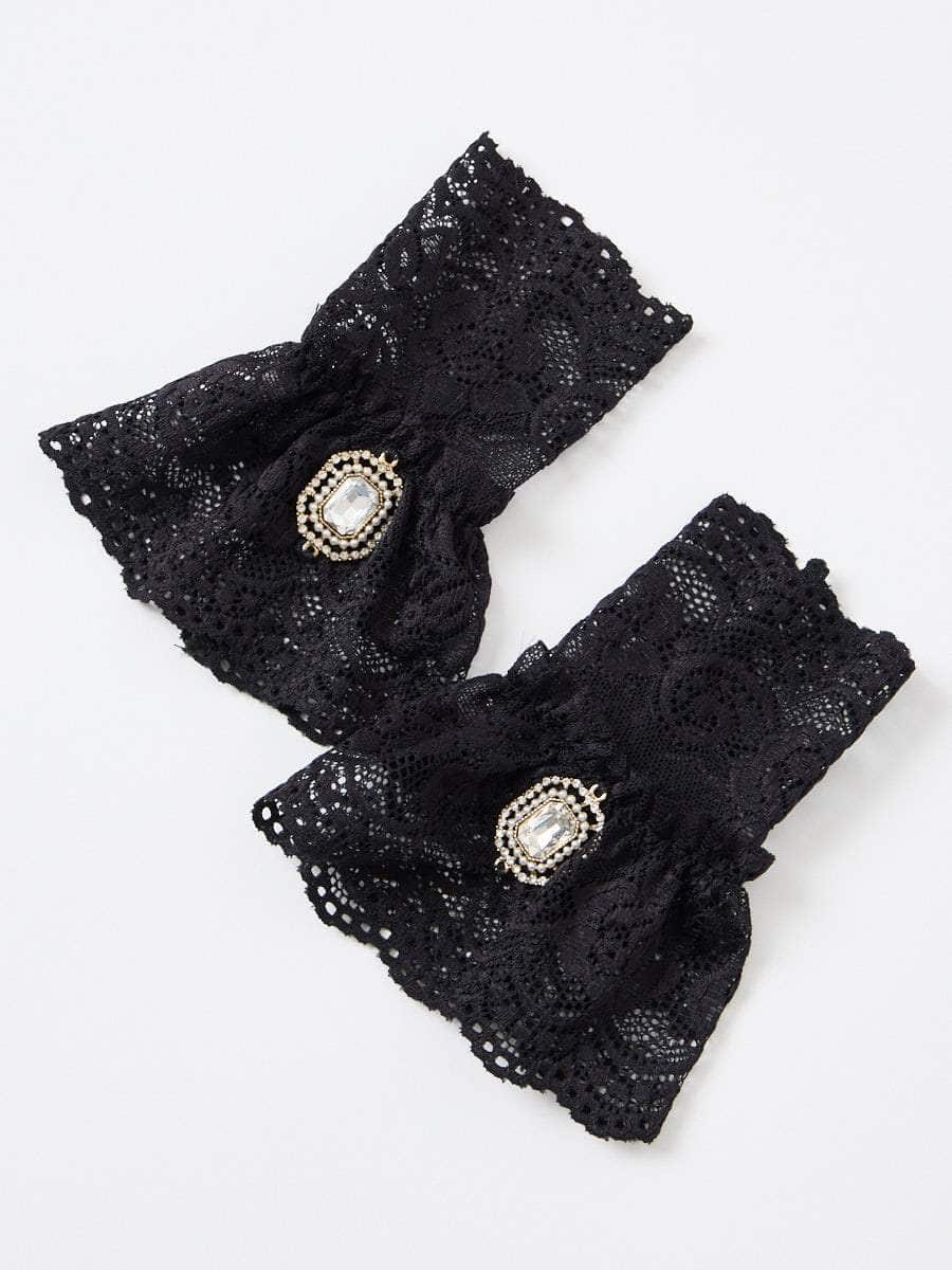 【ラスト1点】付け袖「ビジュープレート袖」|ブラック