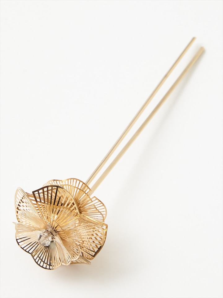 【残りわずか】メタルフラワーかんざし|ゴールド