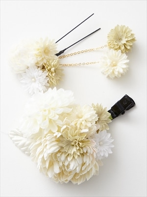ぽんぽん菊クリップ|ホワイト