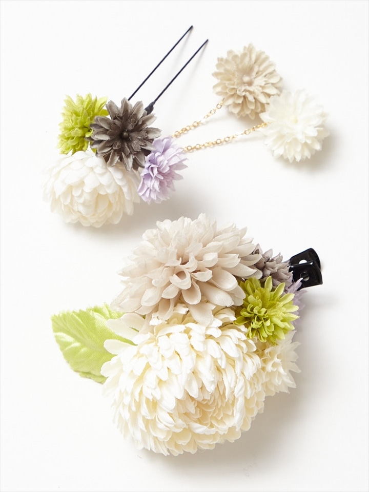 ぽんぽん菊クリップ|オフホワイト