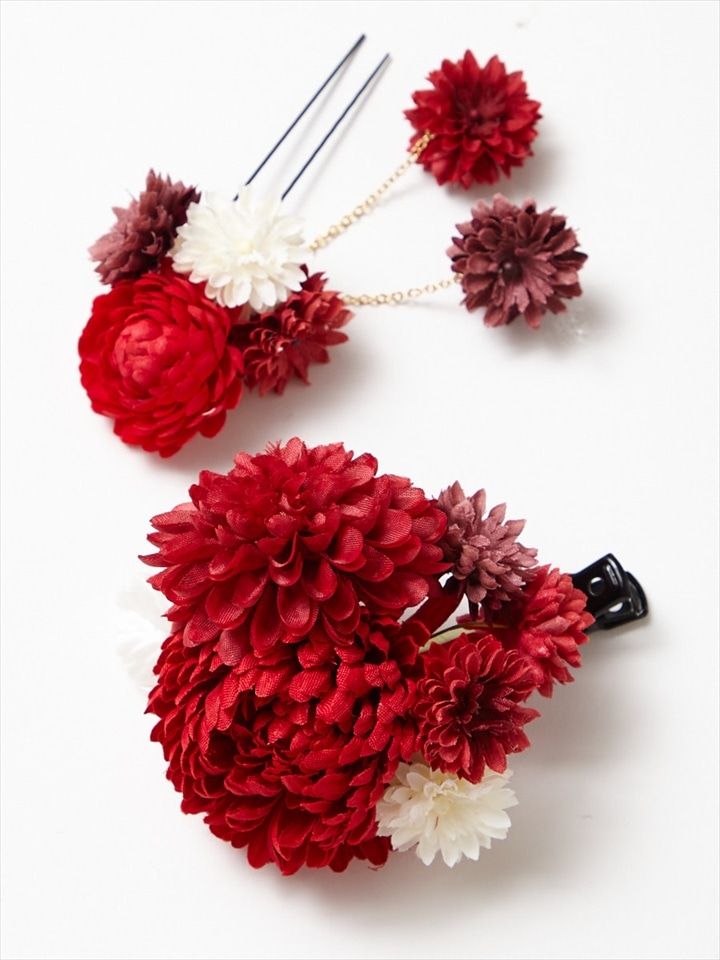 ぽんぽん菊クリップ|レッド