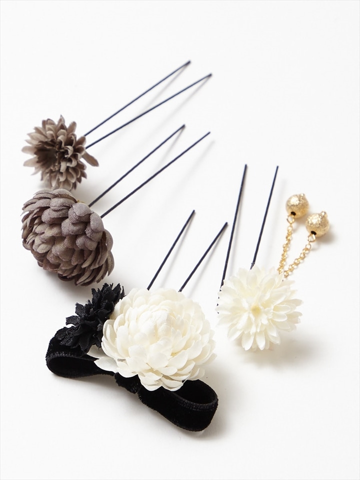 ぽんぽん菊Uピン|ブラック