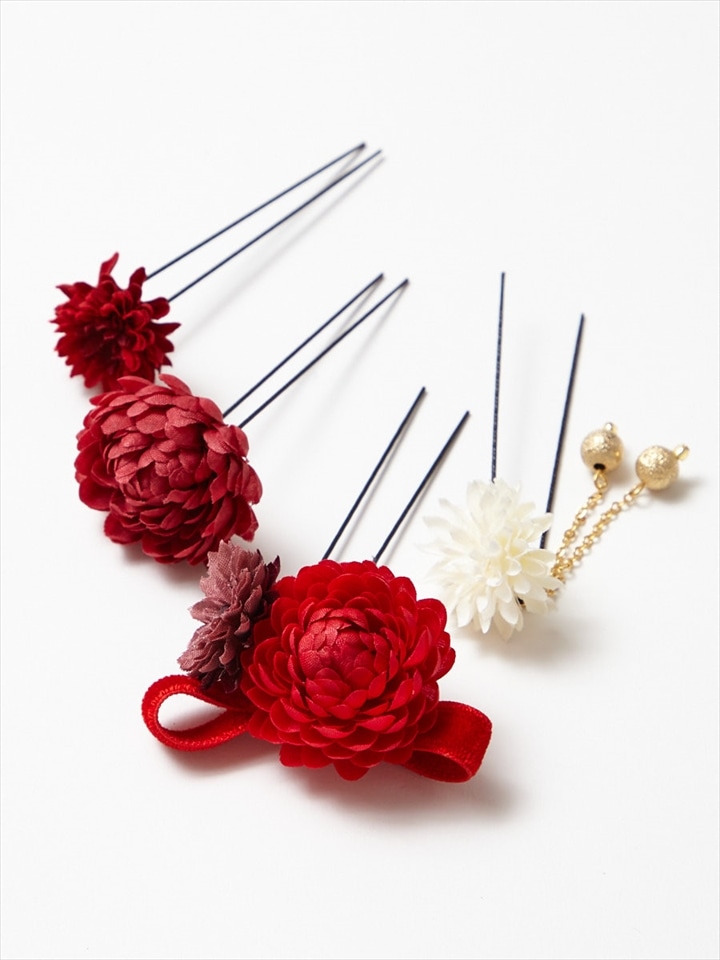 ぽんぽん菊Uピン|レッド