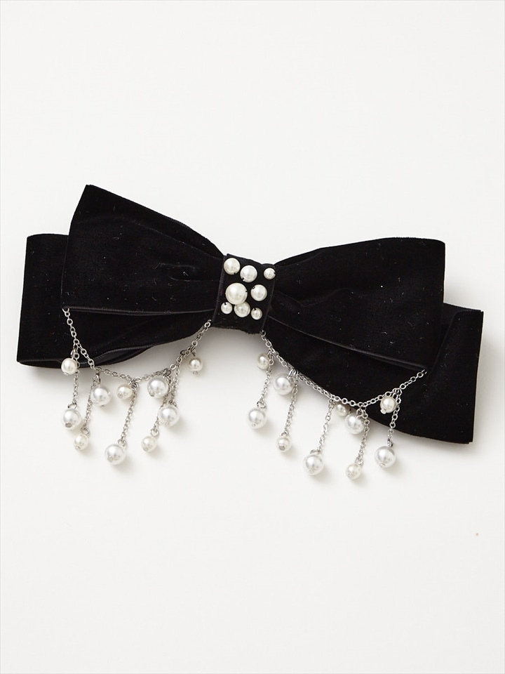 パールチェーンリボン|ブラック