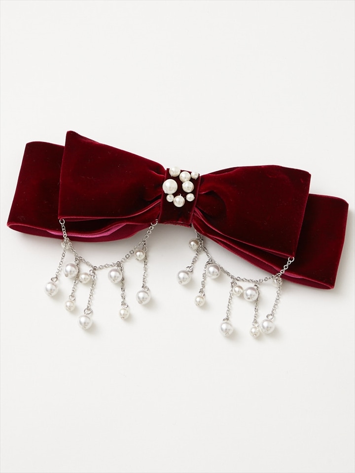 パールチェーンリボン|ダークレッド