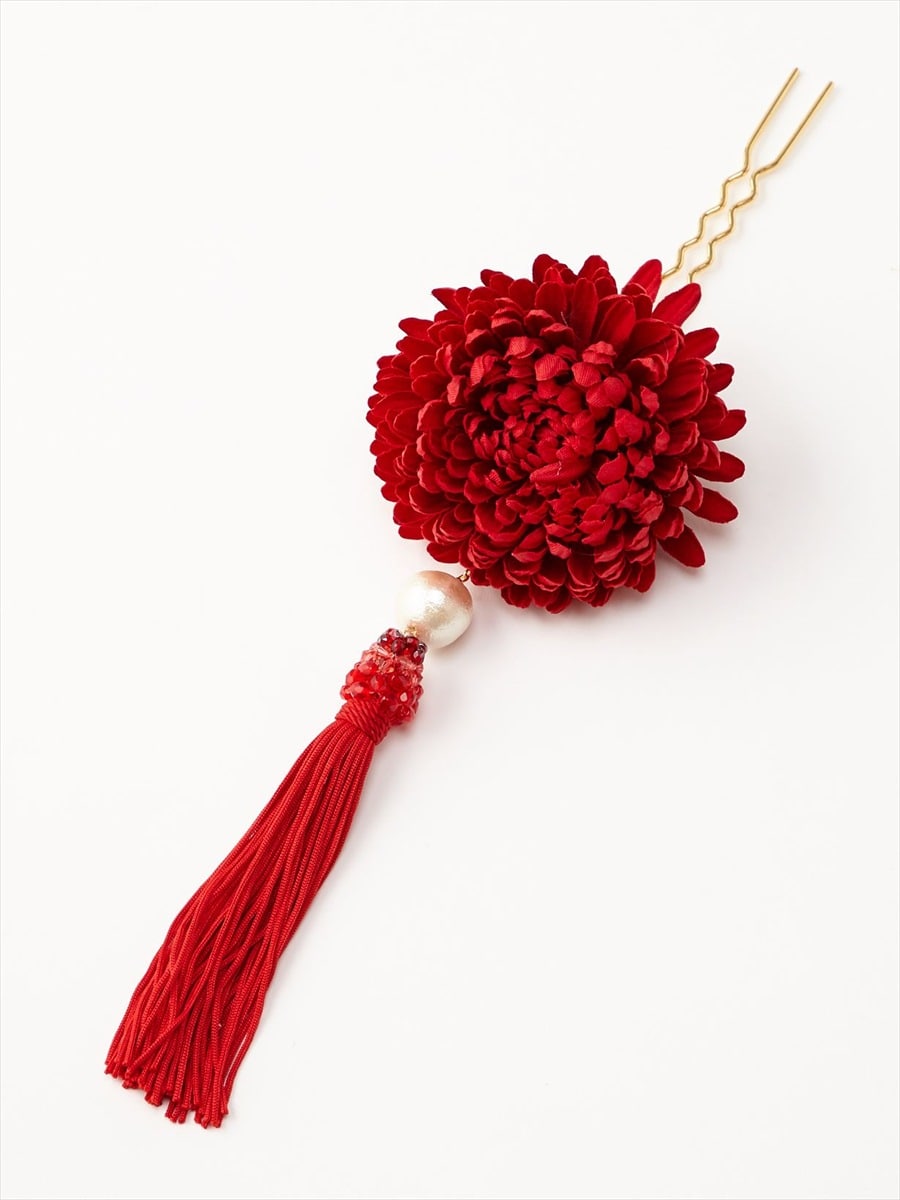 【ラスト1点】ぽんぽん菊かんざし|レッド