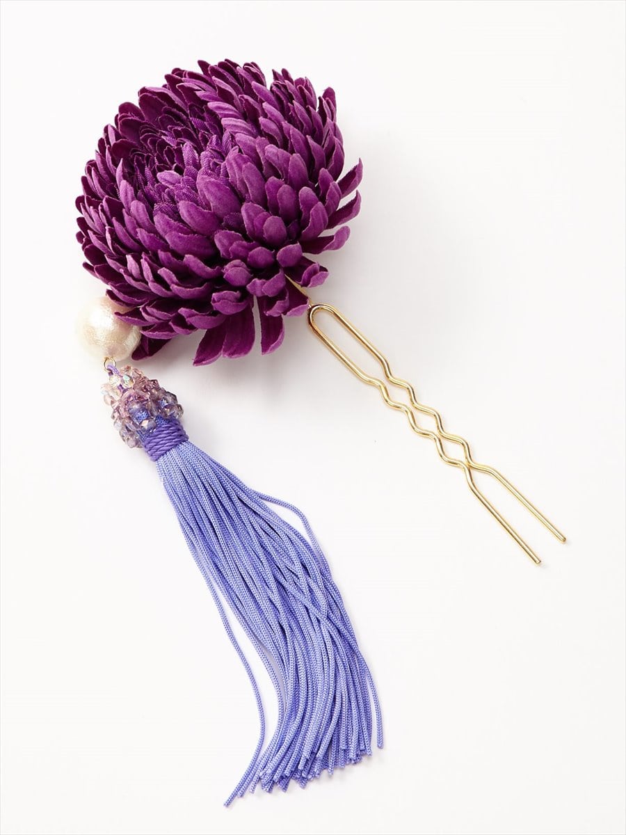 【残りわずか】ぽんぽん菊かんざし|パープル
