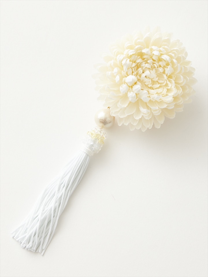 ぽんぽん菊タッセルコーム|ホワイト