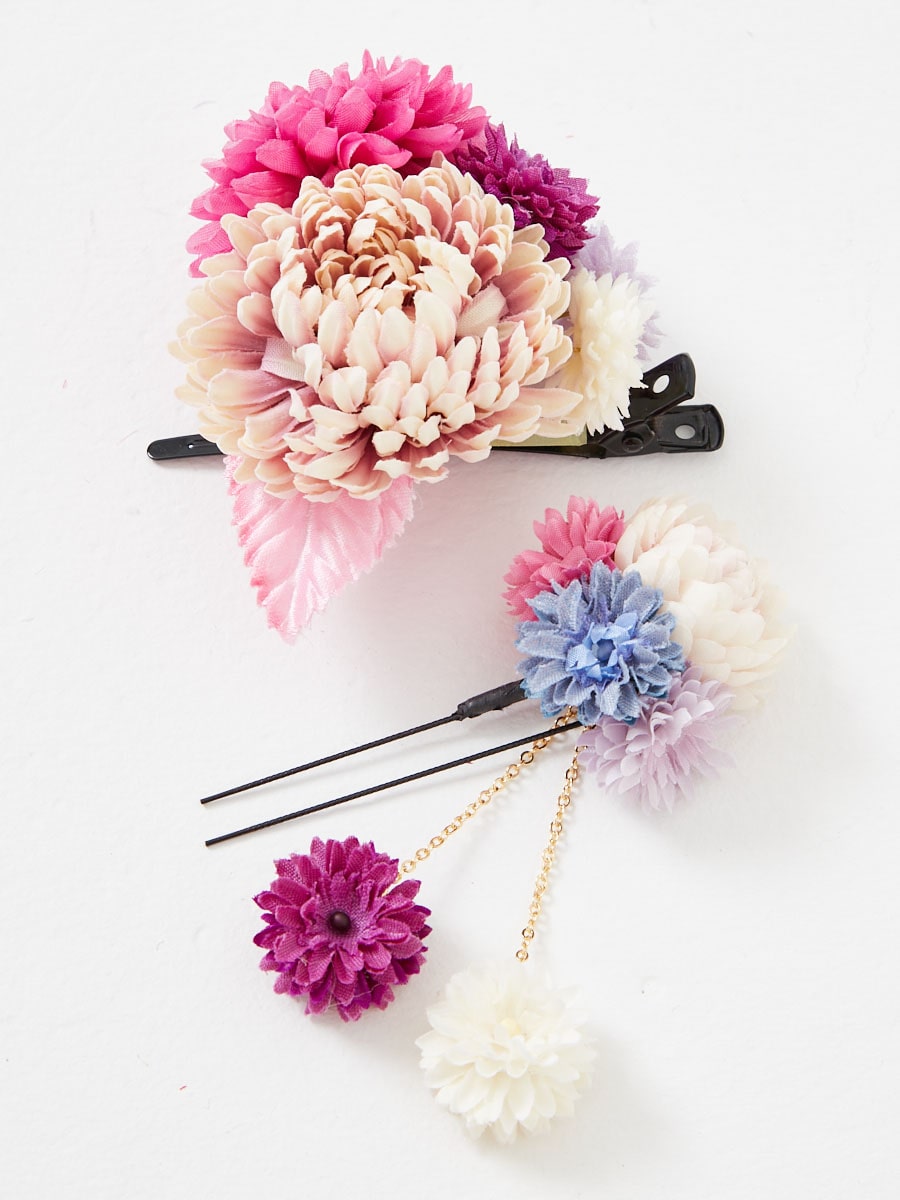 【ラスト1点】ぽんぽん菊クリップ|ピンク