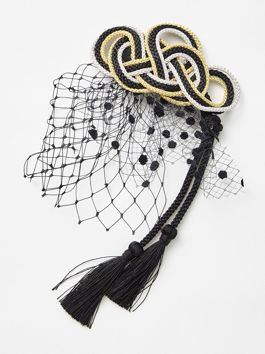 ロープ編みチュールヘアクリップ|ブラック