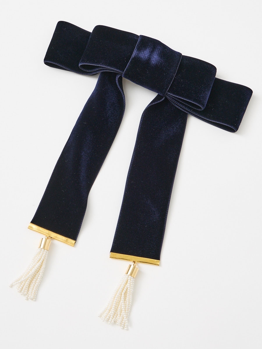 ベルベットヘアリボン|ネイビー