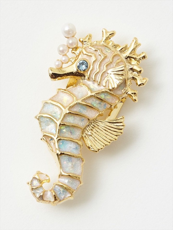 帯留「 タツノオトシゴ帯留 」|ゴールド