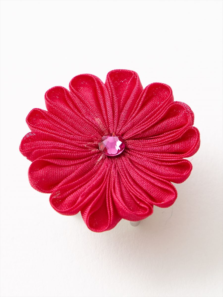 つまみ一輪帯留|マゼンダ