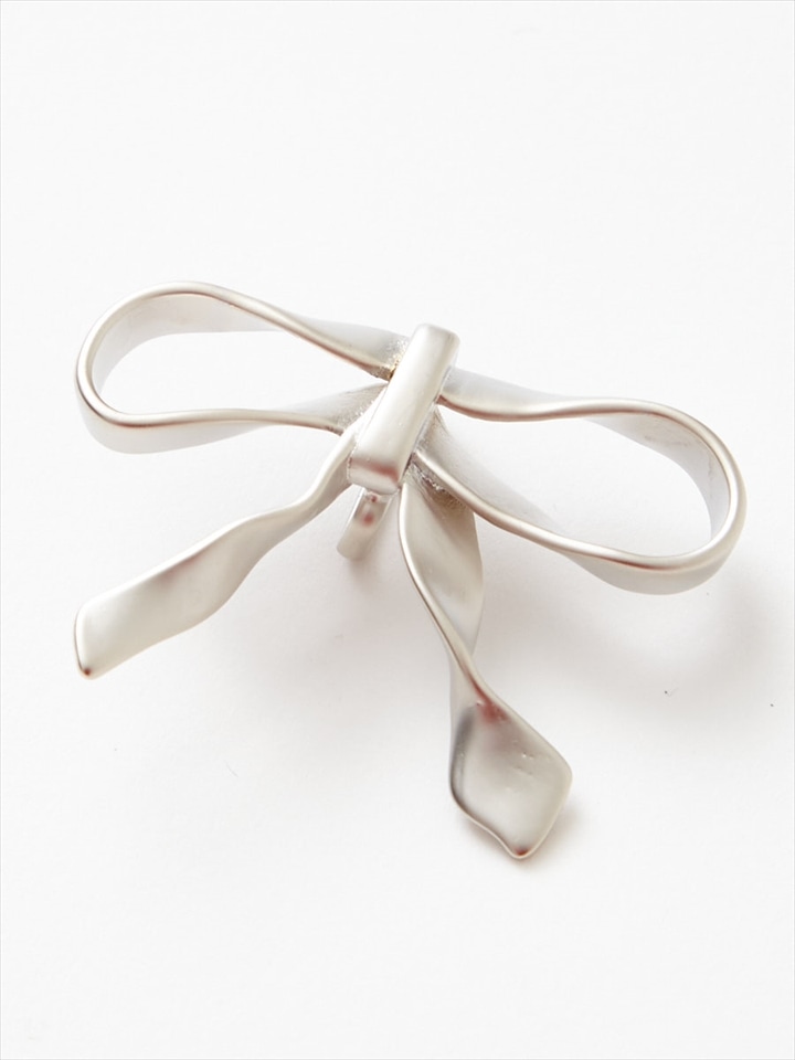 りぼん帯留|シルバー