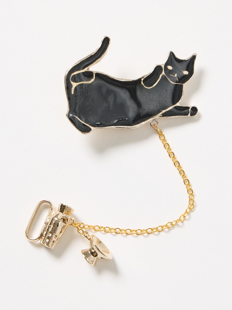 帯留「酔っ払い猫」|ブラック